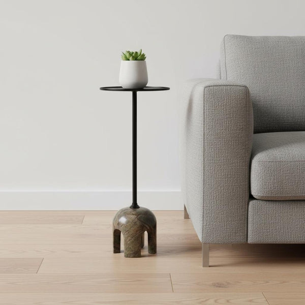 HomeRoots 22" Brown Marble Pedestal End Table - Elegant Sculptural Design for Modern Living Spaces & Versatile Use 622652