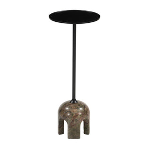 HomeRoots 22" Brown Marble Pedestal End Table - Elegant Sculptural Design for Modern Living Spaces & Versatile Use 622652