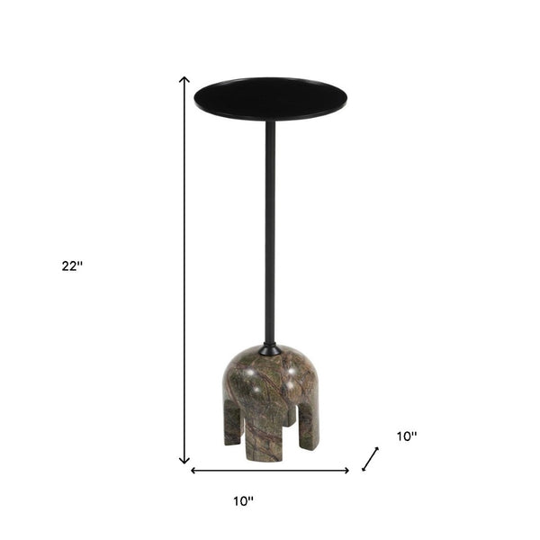HomeRoots 22" Brown Marble Pedestal End Table - Elegant Sculptural Design for Modern Living Spaces & Versatile Use 622652