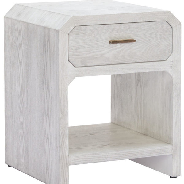 HomeRoots 20" White Wood Pedestal End Table with Drawer – Modern Design, Compact Storage, Versatile Use, Fully Assembled 622653