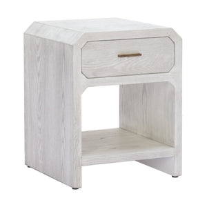 HomeRoots 20" White Wood Pedestal End Table with Drawer – Modern Design, Compact Storage, Versatile Use, Fully Assembled 622653