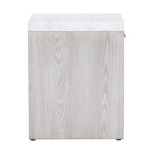HomeRoots 20" White Wood Pedestal End Table with Drawer – Modern Design, Compact Storage, Versatile Use, Fully Assembled 622653