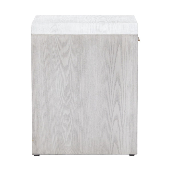 HomeRoots 20" White Wood Pedestal End Table with Drawer – Modern Design, Compact Storage, Versatile Use, Fully Assembled 622653