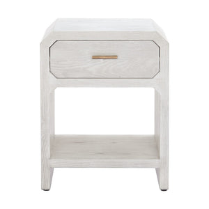 HomeRoots 20" White Wood Pedestal End Table with Drawer – Modern Design, Compact Storage, Versatile Use, Fully Assembled 622653