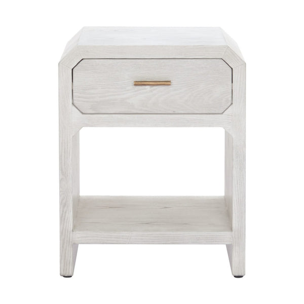 HomeRoots 20" White Wood Pedestal End Table with Drawer – Modern Design, Compact Storage, Versatile Use, Fully Assembled 622653