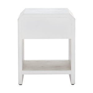 HomeRoots 20" White Wood Pedestal End Table with Drawer – Modern Design, Compact Storage, Versatile Use, Fully Assembled 622653