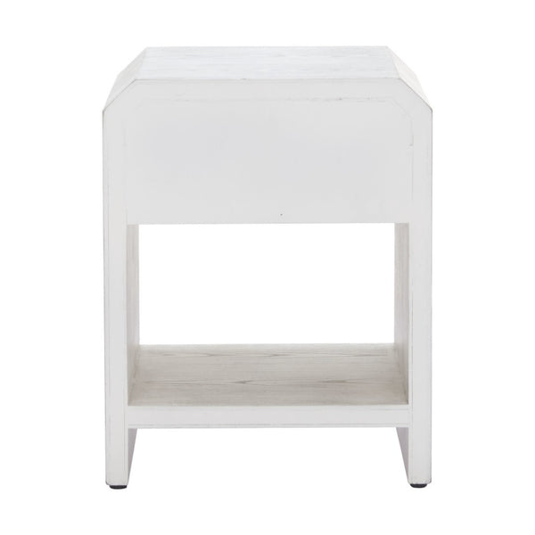 HomeRoots 20" White Wood Pedestal End Table with Drawer – Modern Design, Compact Storage, Versatile Use, Fully Assembled 622653