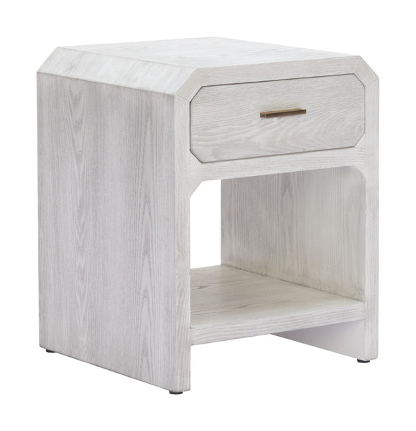 HomeRoots 20" White Wood Pedestal End Table with Drawer – Modern Design, Compact Storage, Versatile Use, Fully Assembled 622653