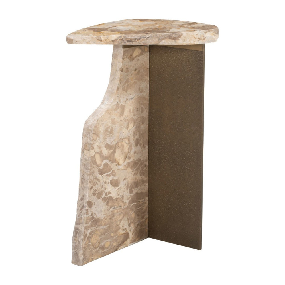 HomeRoots 24" Beige Marble Pedestal End Table - Elegant Accent Piece for Modern Living Rooms & Small Spaces 622654