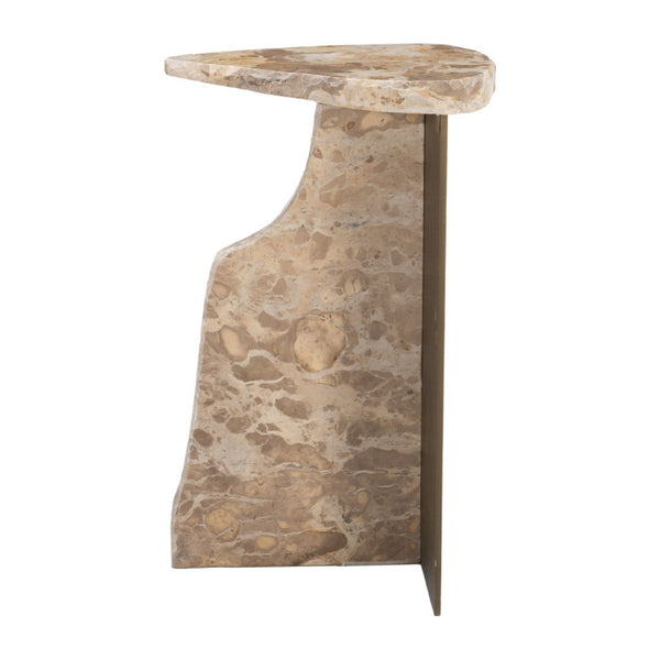 HomeRoots 24" Beige Marble Pedestal End Table - Elegant Accent Piece for Modern Living Rooms & Small Spaces 622654