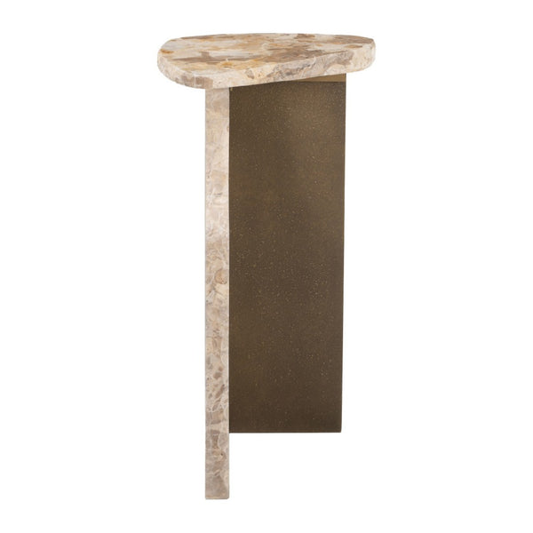 HomeRoots 24" Beige Marble Pedestal End Table - Elegant Accent Piece for Modern Living Rooms & Small Spaces 622654