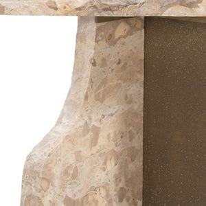 HomeRoots 24" Beige Marble Pedestal End Table - Elegant Accent Piece for Modern Living Rooms & Small Spaces 622654
