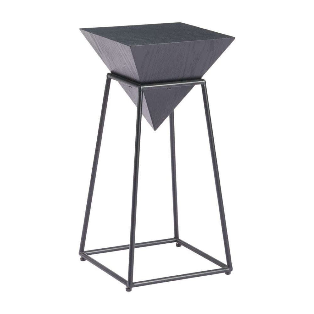 HomeRoots 25" Black Steel Pedestal End Table - Modern Industrial Design, Compact & Durable for Versatile Use 622655