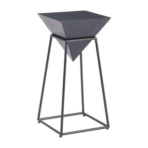 HomeRoots 25" Black Steel Pedestal End Table - Modern Industrial Design, Compact & Durable for Versatile Use 622655