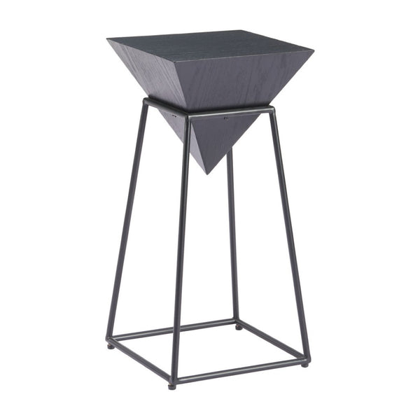 HomeRoots 25" Black Steel Pedestal End Table - Modern Industrial Design, Compact & Durable for Versatile Use 622655