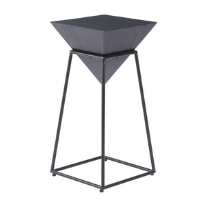 HomeRoots 25" Black Steel Pedestal End Table - Modern Industrial Design, Compact & Durable for Versatile Use 622655