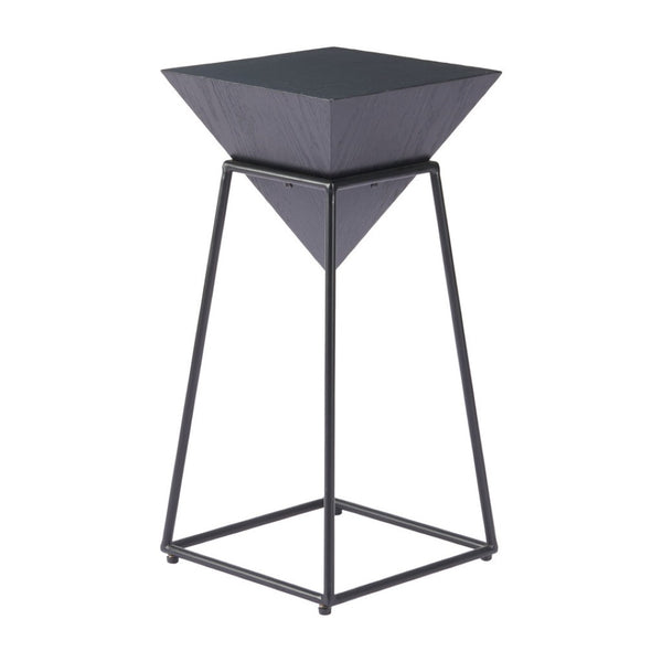 HomeRoots 25" Black Steel Pedestal End Table - Modern Industrial Design, Compact & Durable for Versatile Use 622655