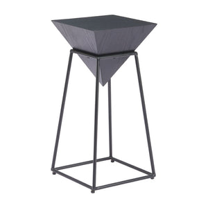HomeRoots 25" Black Steel Pedestal End Table - Modern Industrial Design, Compact & Durable for Versatile Use 622655