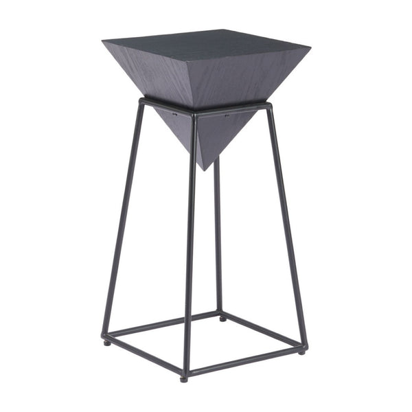 HomeRoots 25" Black Steel Pedestal End Table - Modern Industrial Design, Compact & Durable for Versatile Use 622655