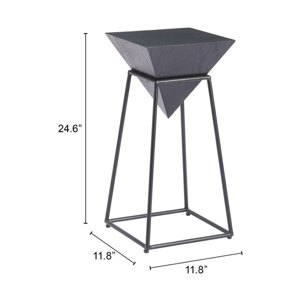HomeRoots 25" Black Steel Pedestal End Table - Modern Industrial Design, Compact & Durable for Versatile Use 622655