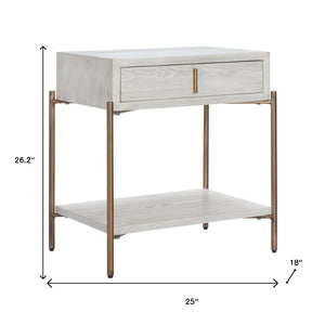 HomeRoots 26" Elegant White Wood Pedestal End Table with Drawer – Classic Charm for Living Room & Bedroom Storage 622656