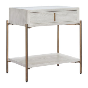 HomeRoots 26" Elegant White Wood Pedestal End Table with Drawer – Classic Charm for Living Room & Bedroom Storage 622656