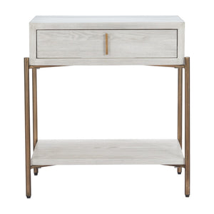 HomeRoots 26" Elegant White Wood Pedestal End Table with Drawer – Classic Charm for Living Room & Bedroom Storage 622656