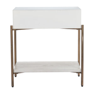 HomeRoots 26" Elegant White Wood Pedestal End Table with Drawer – Classic Charm for Living Room & Bedroom Storage 622656