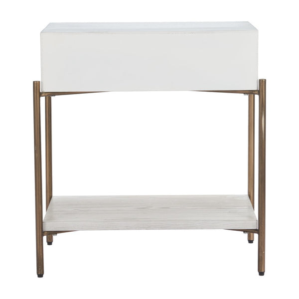 HomeRoots 26" Elegant White Wood Pedestal End Table with Drawer – Classic Charm for Living Room & Bedroom Storage 622656