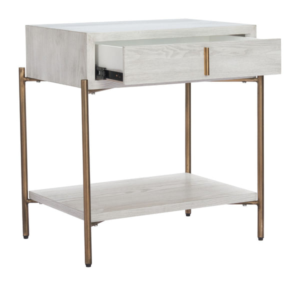 HomeRoots 26" Elegant White Wood Pedestal End Table with Drawer – Classic Charm for Living Room & Bedroom Storage 622656