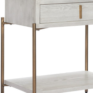 HomeRoots 26" Elegant White Wood Pedestal End Table with Drawer – Classic Charm for Living Room & Bedroom Storage 622656