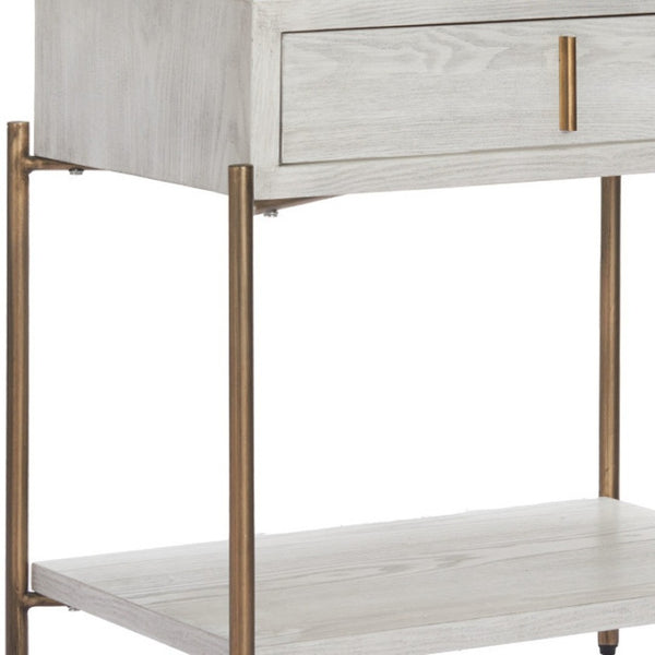 HomeRoots 26" Elegant White Wood Pedestal End Table with Drawer – Classic Charm for Living Room & Bedroom Storage 622656