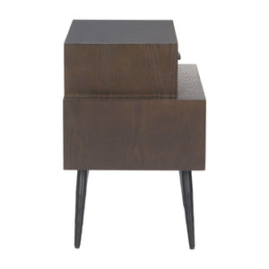 HomeRoots 24" Brown Wood Pedestal End Table - Elegant Two-Drawer Design for Stylish Living Room Storage Solutions 622657
