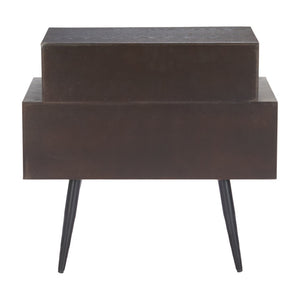 HomeRoots 24" Brown Wood Pedestal End Table - Elegant Two-Drawer Design for Stylish Living Room Storage Solutions 622657
