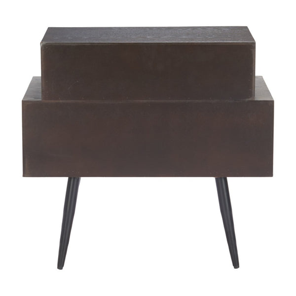 HomeRoots 24" Brown Wood Pedestal End Table - Elegant Two-Drawer Design for Stylish Living Room Storage Solutions 622657