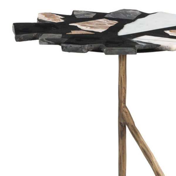 HomeRoots 23" Stylish Black and Brown Iron Pedestal End Table - Modern Design, Versatile Use, Compact & Durable 622658