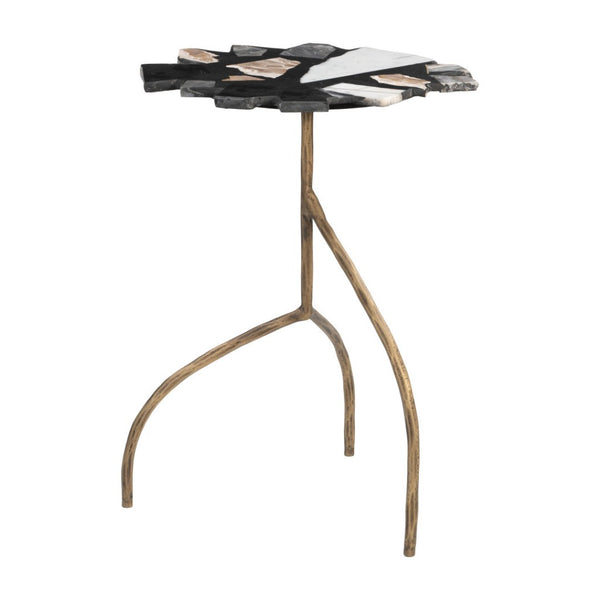 HomeRoots 23" Stylish Black and Brown Iron Pedestal End Table - Modern Design, Versatile Use, Compact & Durable 622658