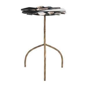 HomeRoots 23" Stylish Black and Brown Iron Pedestal End Table - Modern Design, Versatile Use, Compact & Durable 622658