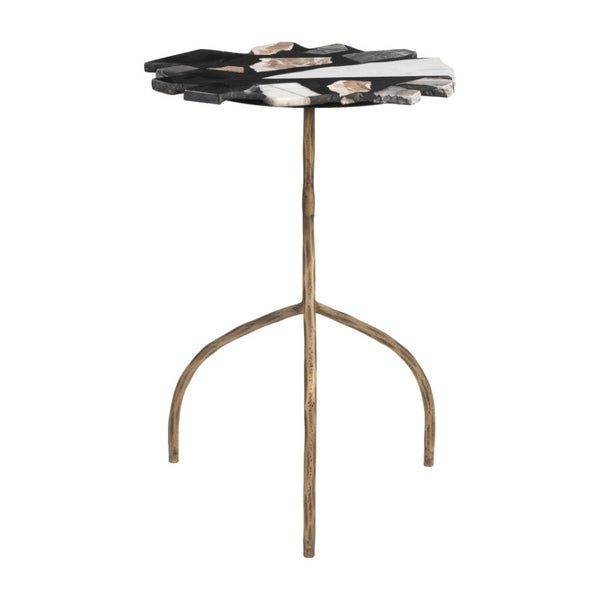 HomeRoots 23" Stylish Black and Brown Iron Pedestal End Table - Modern Design, Versatile Use, Compact & Durable 622658