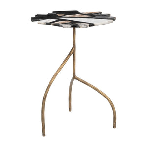 HomeRoots 23" Stylish Black and Brown Iron Pedestal End Table - Modern Design, Versatile Use, Compact & Durable 622658