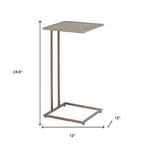 HomeRoots 25" Bronze Steel Pedestal End Table - Modern Industrial Design for Small Spaces, Fully Assembled 622659