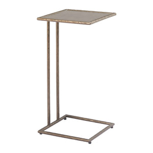 HomeRoots 25" Bronze Steel Pedestal End Table - Modern Industrial Design for Small Spaces, Fully Assembled 622659
