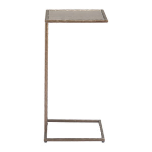 HomeRoots 25" Bronze Steel Pedestal End Table - Modern Industrial Design for Small Spaces, Fully Assembled 622659