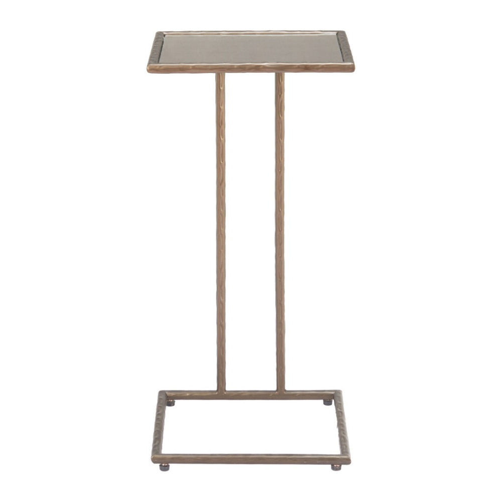 HomeRoots 25" Bronze Steel Pedestal End Table - Modern Industrial Design for Small Spaces, Fully Assembled 622659