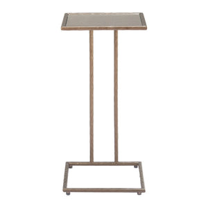 HomeRoots 25" Bronze Steel Pedestal End Table - Modern Industrial Design for Small Spaces, Fully Assembled 622659