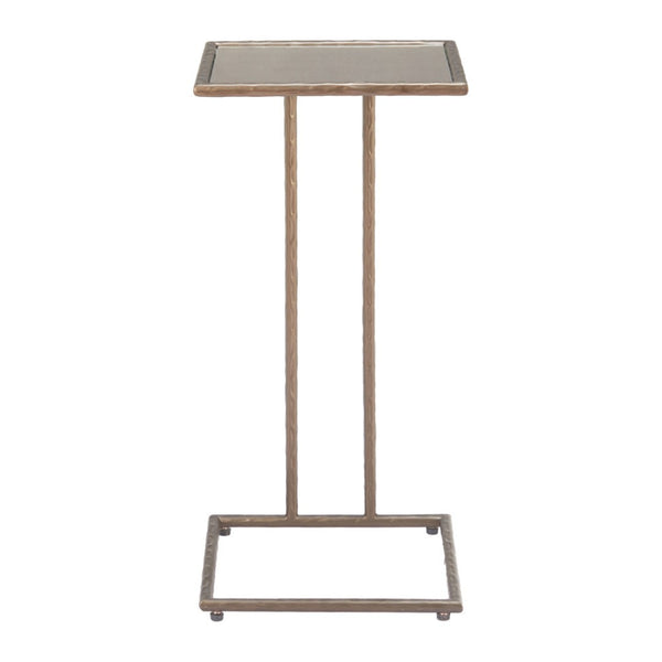 HomeRoots 25" Bronze Steel Pedestal End Table - Modern Industrial Design for Small Spaces, Fully Assembled 622659