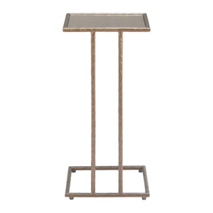 HomeRoots 25" Bronze Steel Pedestal End Table - Modern Industrial Design for Small Spaces, Fully Assembled 622659