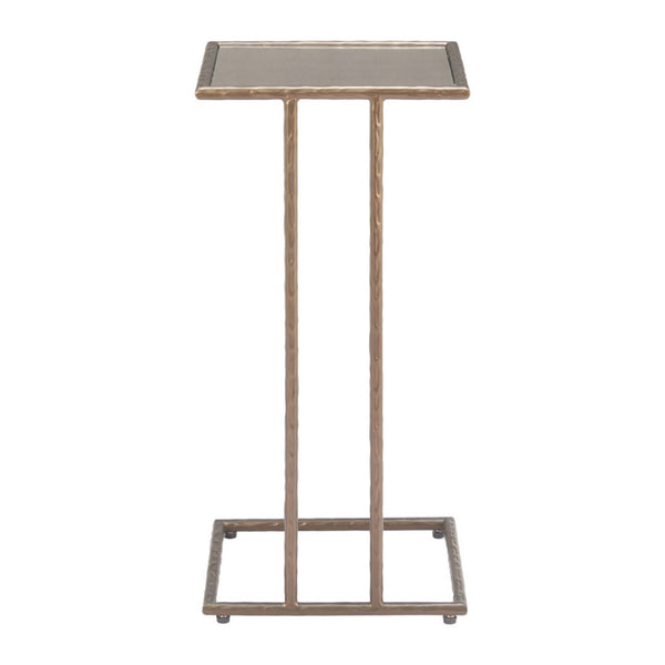 HomeRoots 25" Bronze Steel Pedestal End Table - Modern Industrial Design for Small Spaces, Fully Assembled 622659