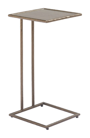 HomeRoots 25" Bronze Steel Pedestal End Table - Modern Industrial Design for Small Spaces, Fully Assembled 622659