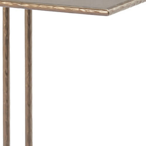 HomeRoots 25" Bronze Steel Pedestal End Table - Modern Industrial Design for Small Spaces, Fully Assembled 622659